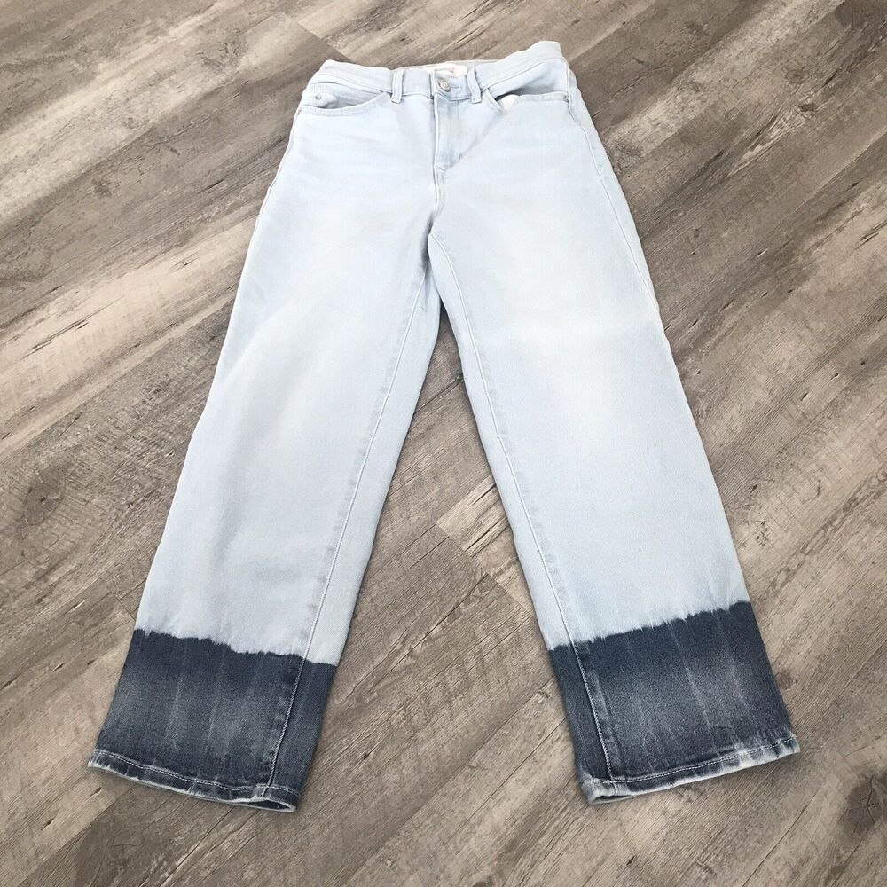 Skinny Girl Womens Sz 2 High Rise Straight Crop Jeans Blue Denim Dip Dye 664855